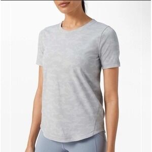 Lululemon Long Distance Short Sleeve in Incognito Camo Silver Drop Alpine white